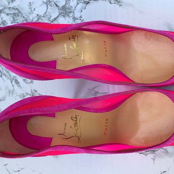 ❌SOLD❌Christian Louboutin Galativi Neon Suede Mesh - Picture 3 of 13